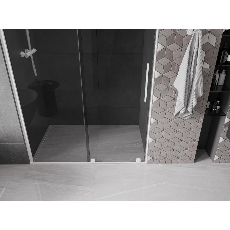 Mexen Velar drzwi prysznicowe rozsuwane 140 cm, grafit, białe - 871-140-000-41-20