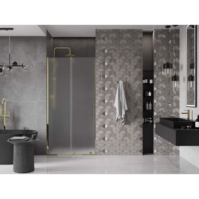 Mexen Velar sliding shower door 120 cm, frost, gold - 871-120-000-31-50