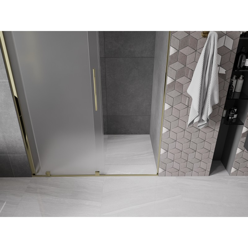 Mexen Velar drzwi prysznicowe rozsuwane 160 cm, szron, złote - 871-160-000-31-50