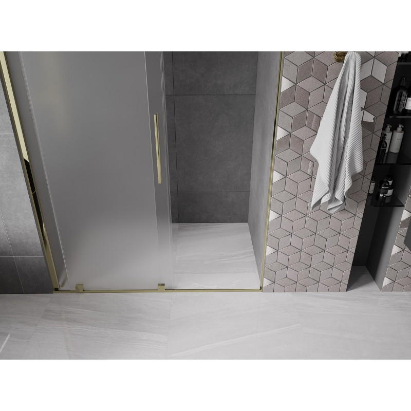 Mexen Velar sliding shower door 160 cm, frosted, gold - 871-160-000-31-50