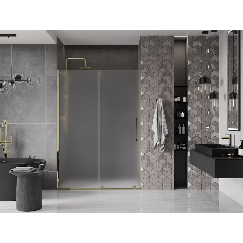 Mexen Velar drzwi prysznicowe rozsuwane 130 cm, szron, złote - 871-130-000-31-50