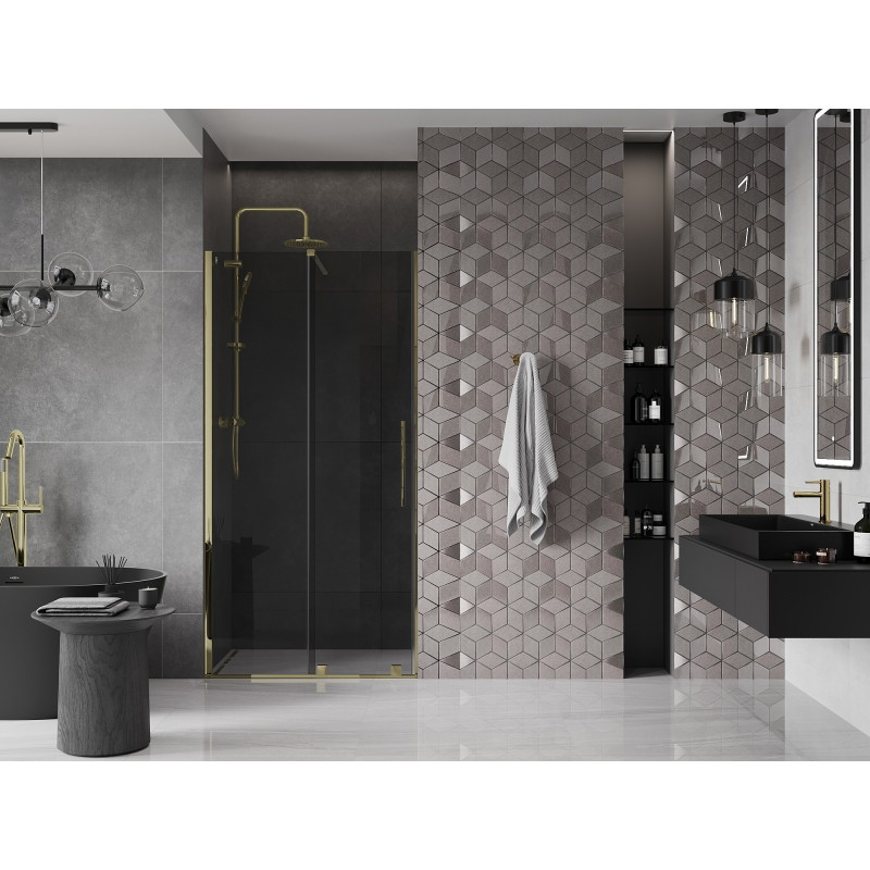Mexen Velar lükand dušiuksed 90 cm, grafiit, kuldne - 871-090-000-41-50