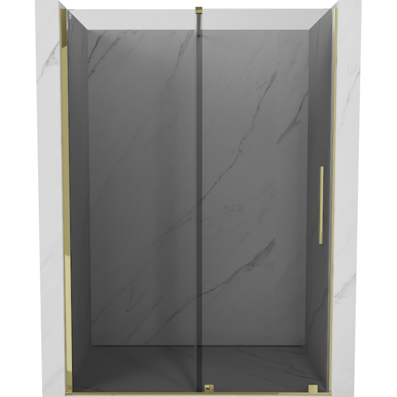 Mexen Velar Schiebetür-Duschwand 130 cm, Grafit, Gold - 871-130-000-41-50