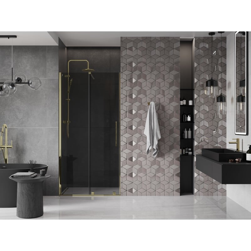 Mexen Velar sliding shower door 110 cm, graphite, gold - 871-110-000-41-50