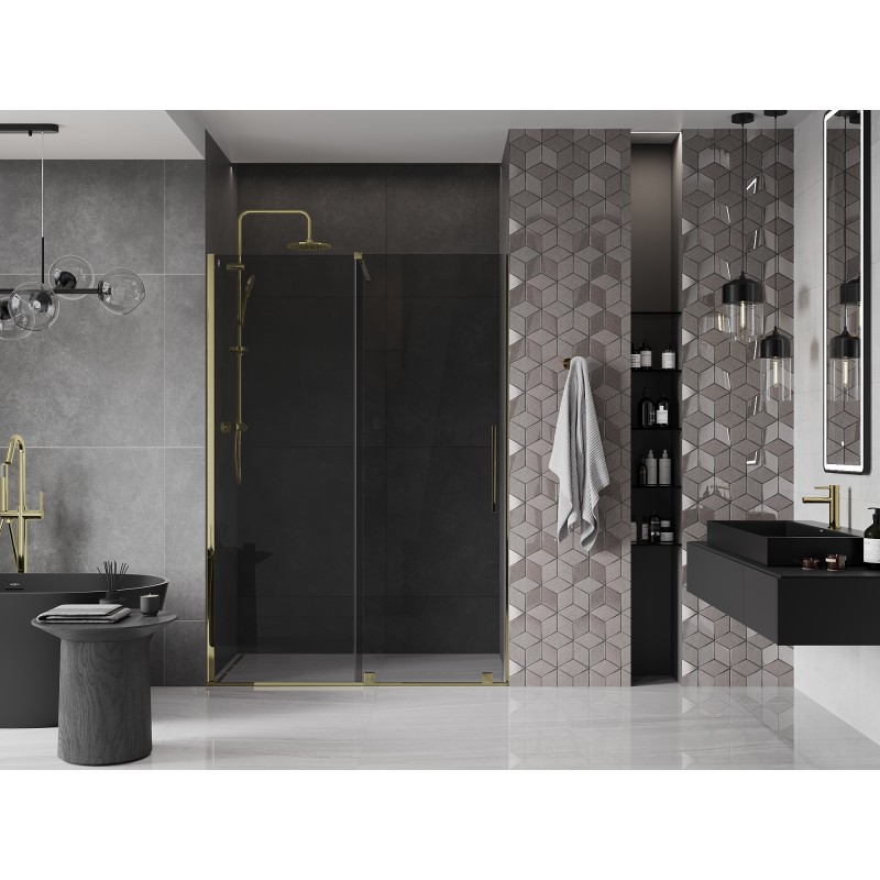 Mexen Velar drzwi prysznicowe rozsuwane 160 cm, grafit, złote - 871-160-000-41-50