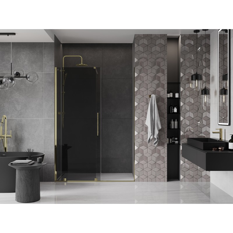 Mexen Velar drzwi prysznicowe rozsuwane 160 cm, grafit, złote - 871-160-000-41-50