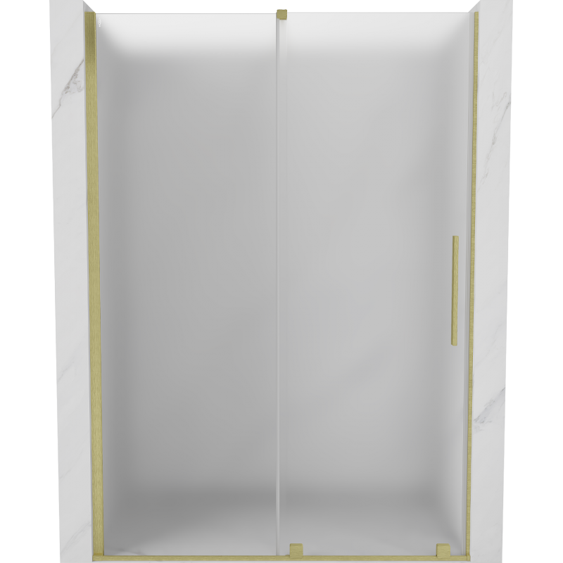 Mexen Velar Duschschiebetür 130 cm, matt, gebürstetes Gold - 871-130-000-31-55