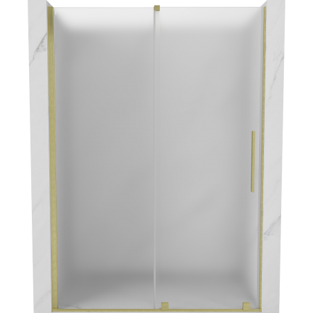Mexen Velar Duschschiebetür 130 cm, matt, gebürstetes Gold - 871-130-000-31-55