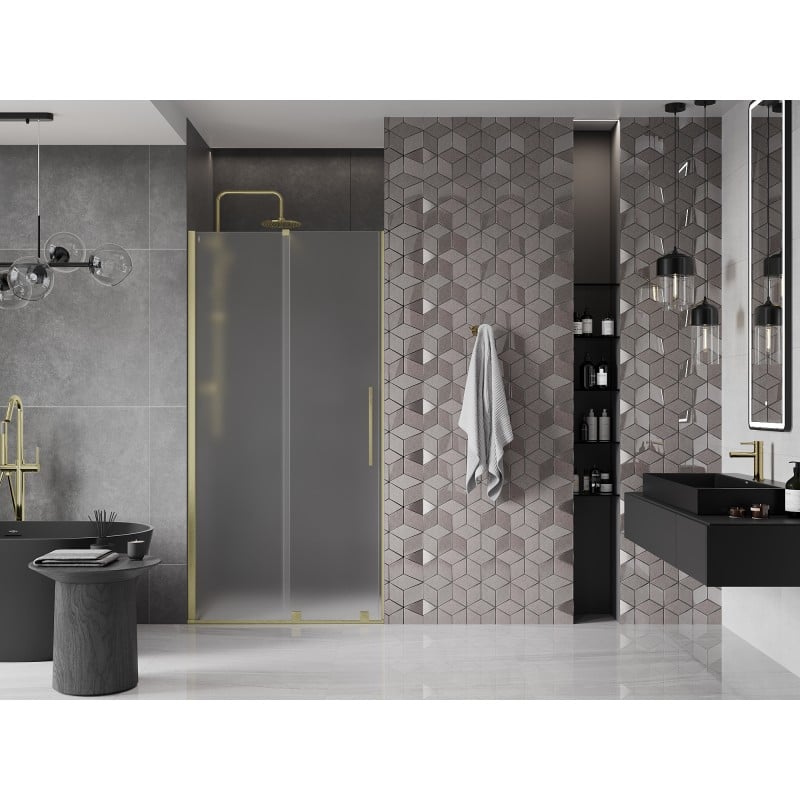 Mexen Velar shower doors sliding 110 cm, frosted, brushed gold - 871-110-000-31-55