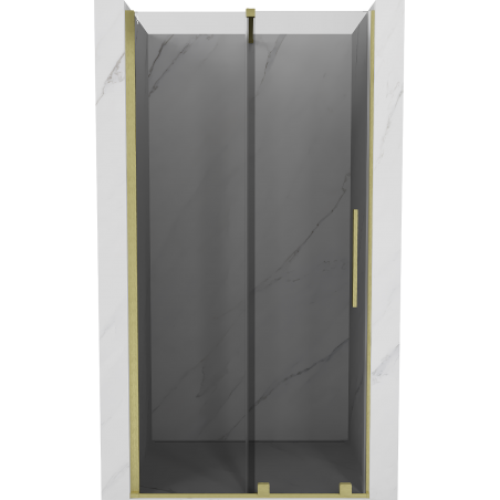 Mexen Velar Sliding Shower Door 90 cm, Graphite, Brushed Gold - 871-090-000-41-55