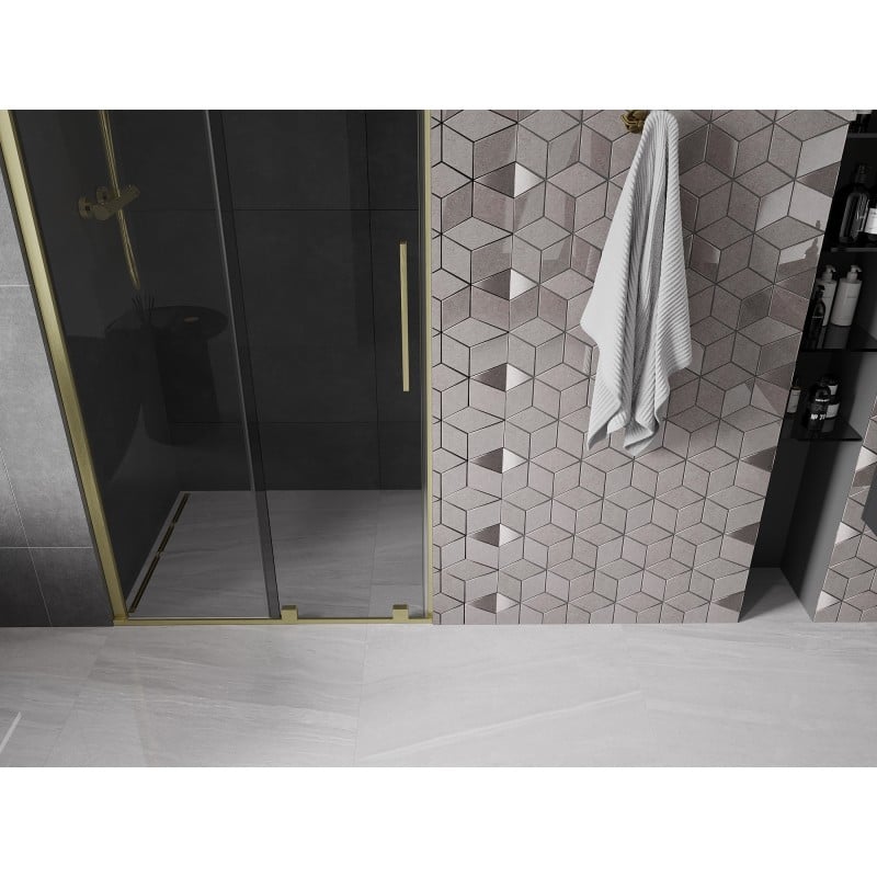 Mexen Velar drzwi prysznicowe rozsuwane 100 cm, grafit, złote szczotkowane - 871-100-000-41-55