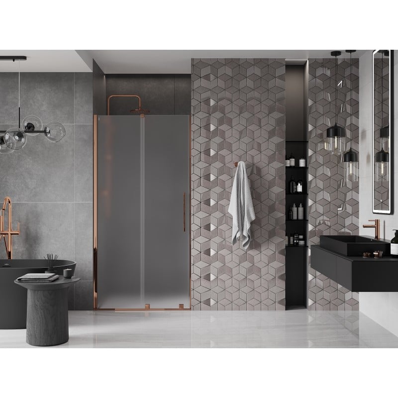 Mexen Velar porte de douche coulissante 120 cm, givre, or rose - 871-120-000-31-60