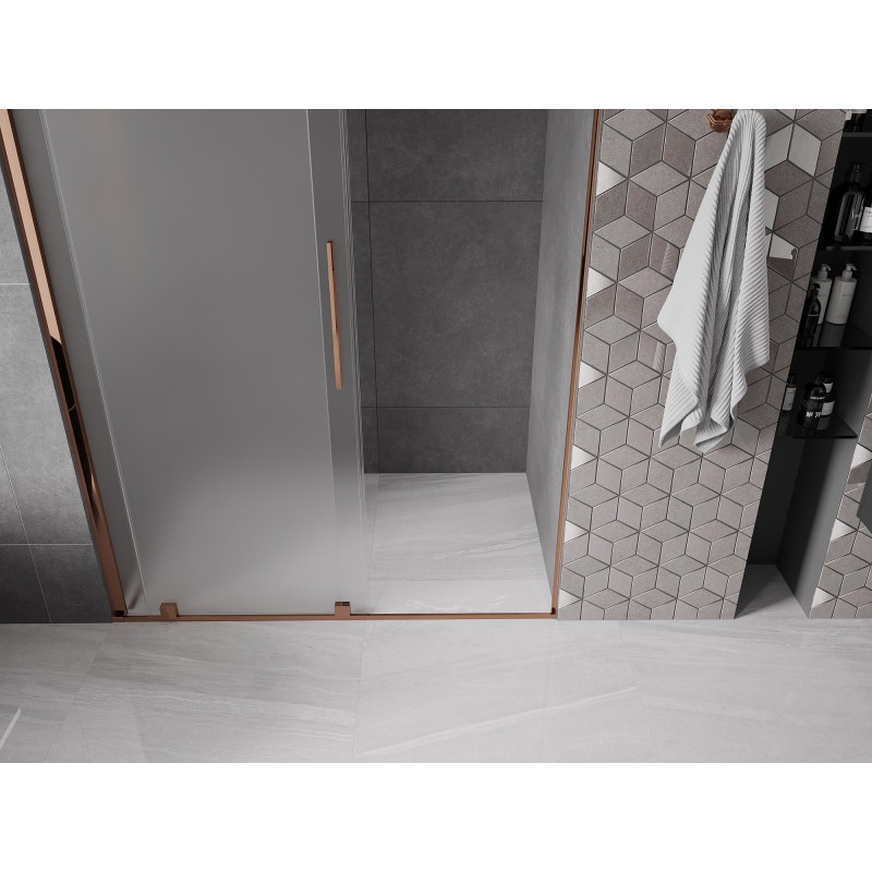 Mexen Velar lükand dušiuksed 160 cm, härmatine klaas, roosakuldne - 871-160-000-31-60