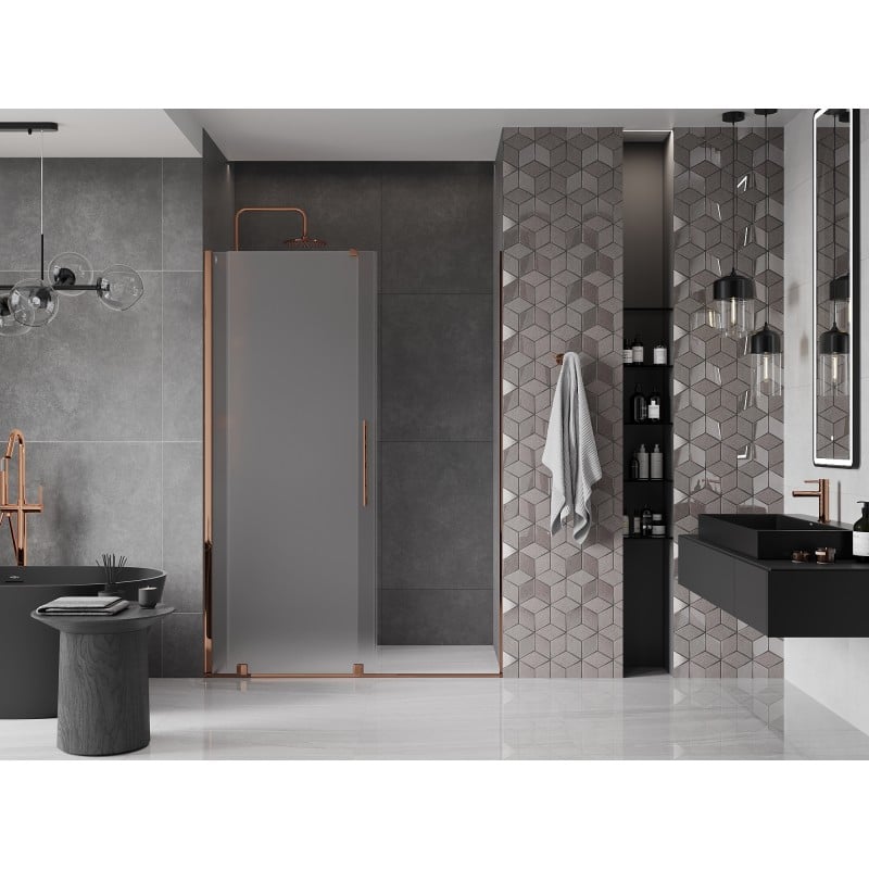Mexen Velar sliding shower door 140 cm, frost, rose gold - 871-140-000-31-60