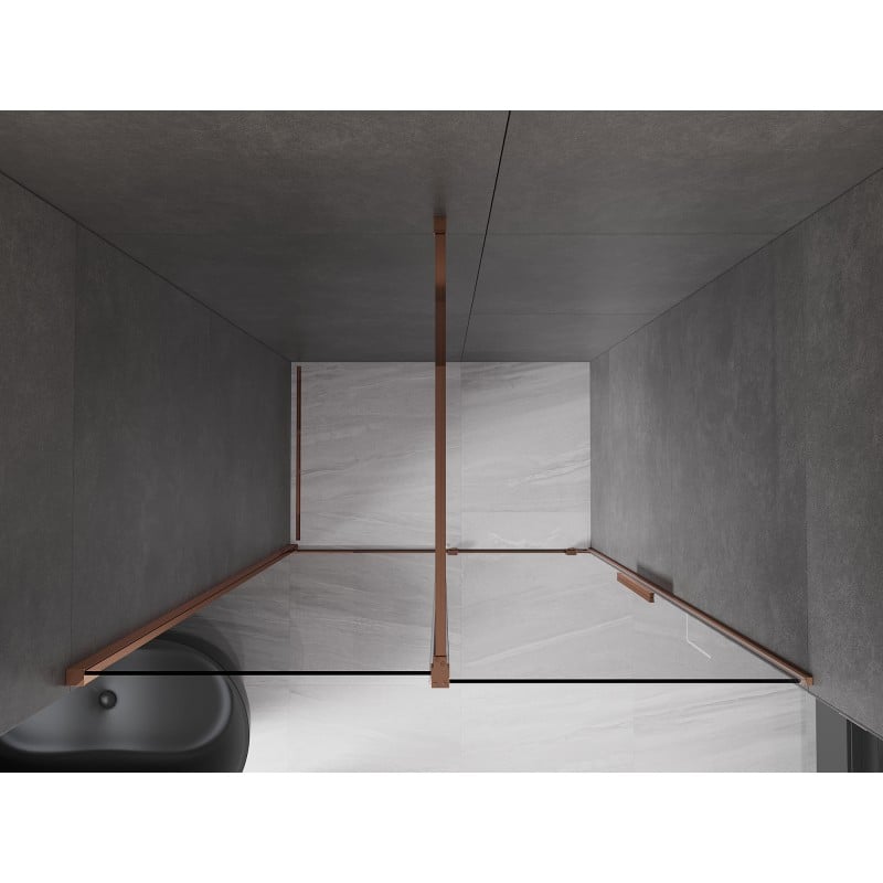 Mexen Velar sliding shower doors 160 cm, graphite, rose gold - 871-160-000-41-60