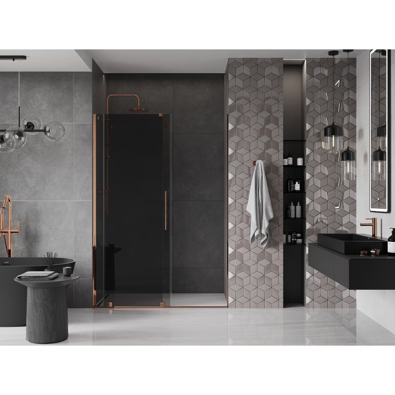 Mexen Velar Sliding Shower Door 140 cm, Graphite, Rose Gold - 871-140-000-41-60