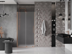 Mexen Velar 120 cm Sliding Shower Door, Frosted, Brushed Copper - 871-120-000-31-65