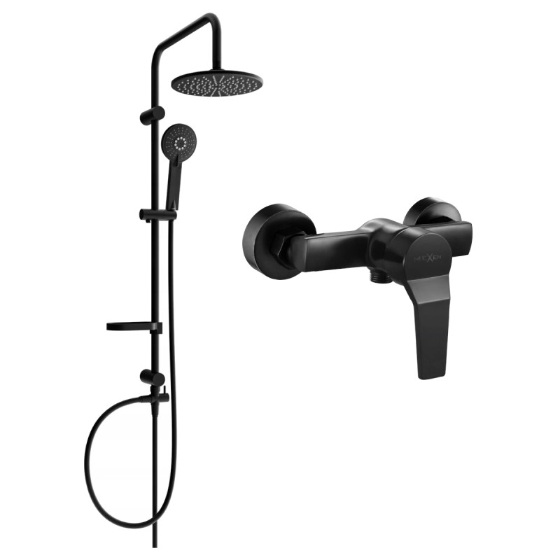 Mexen Caro Carl surface-mounted shower set with showerhead and shower faucet, black - 746640240-70