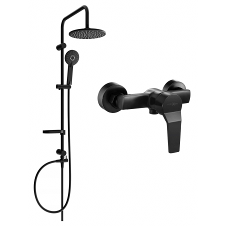 Mexen Caro Carl Aufputz-Duschset mit Regenbrause und Duscharmatur, schwarz - 746640240-70