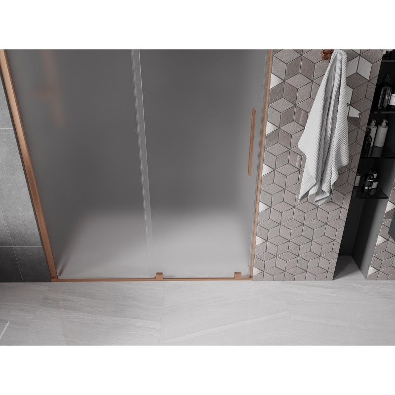 Mexen Velar drzwi prysznicowe rozsuwane 160 cm, szron, miedź szczotkowana - 871-160-000-31-65