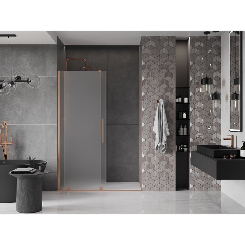 Mexen Velar drzwi prysznicowe rozsuwane 150 cm, szron, miedź szczotkowana - 871-150-000-31-65