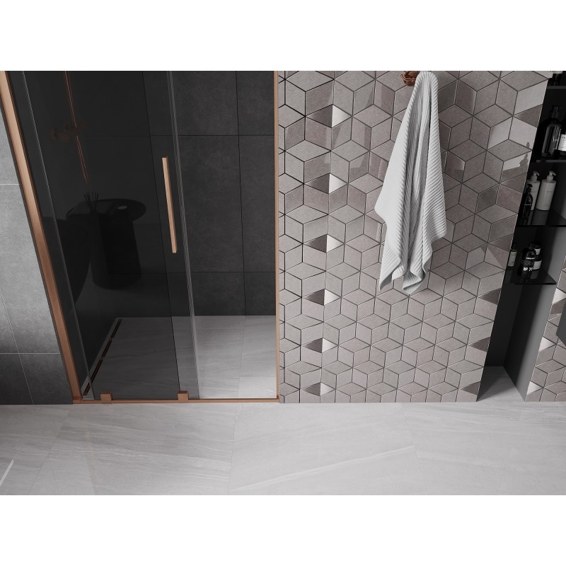 Mexen Velar drzwi prysznicowe rozsuwane 90 cm, grafit, miedź szczotkowana - 871-090-000-41-65