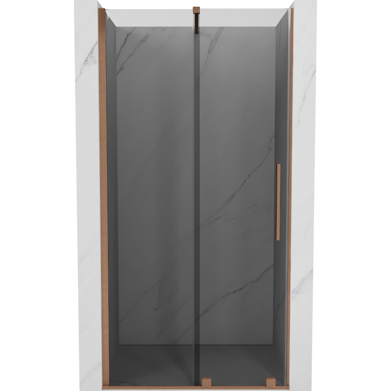 Mexen Velar skjutbar duschdörr 120 cm, grafit, borstad koppar - 871-120-000-41-65