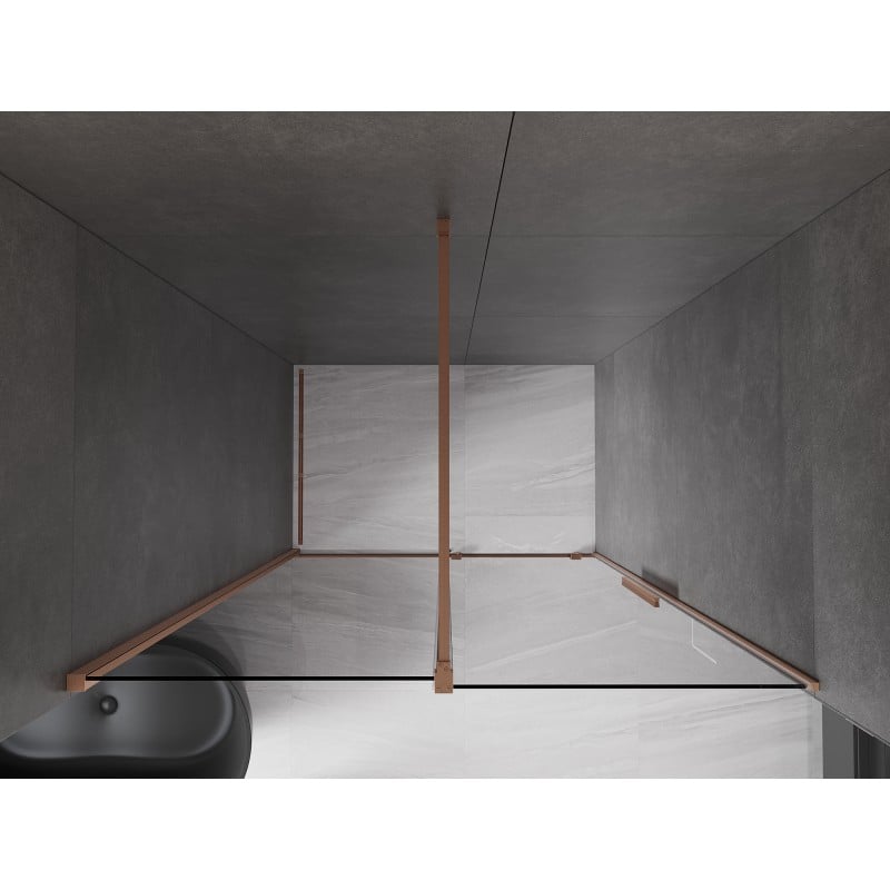 Mexen Velar sliding shower door 140 cm, graphite, brushed copper - 871-140-000-41-65