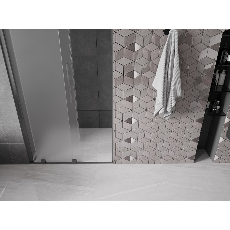 Mexen Velar drzwi prysznicowe rozsuwane 110 cm, szron, gun gray szczotkowany - 871-110-000-31-66