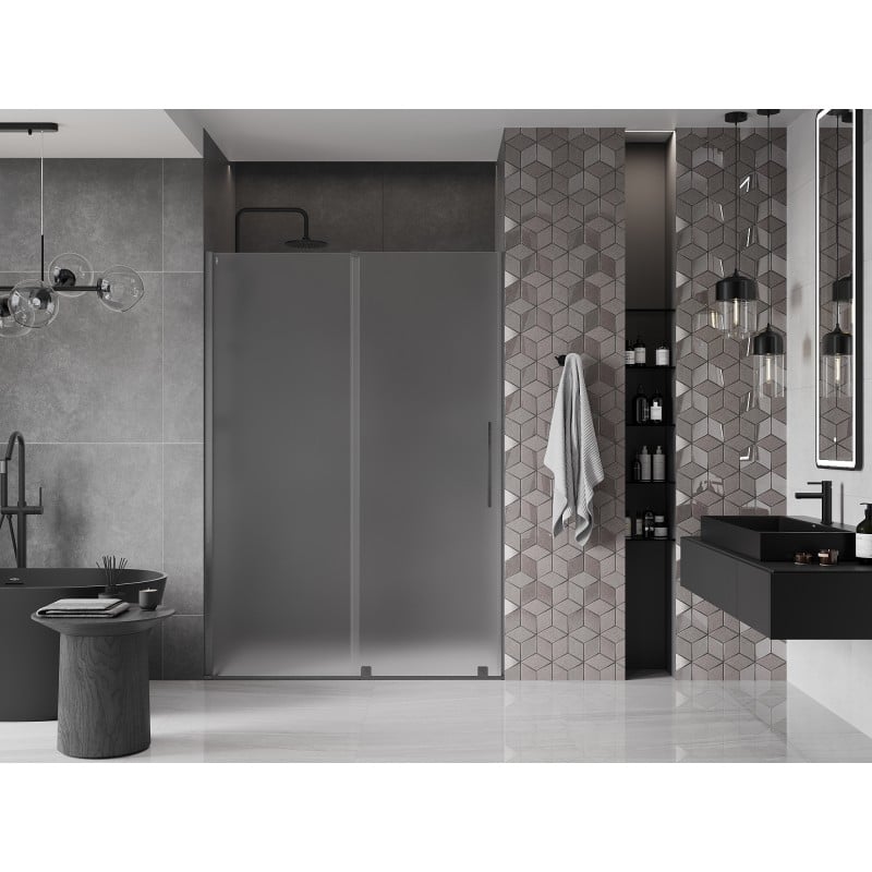 Mexen Velar drzwi prysznicowe rozsuwane 140 cm, szron, gun gray szczotkowany - 871-140-000-31-66