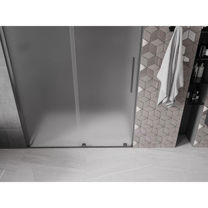 Mexen Velar Sliding Shower Doors 160 cm, Frosted, Brushed Gun Gray - 871-160-000-31-66
