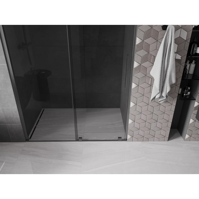 Mexen Velar drzwi prysznicowe rozsuwane 130 cm, grafit, gun gray szczotkowany - 871-130-000-41-66