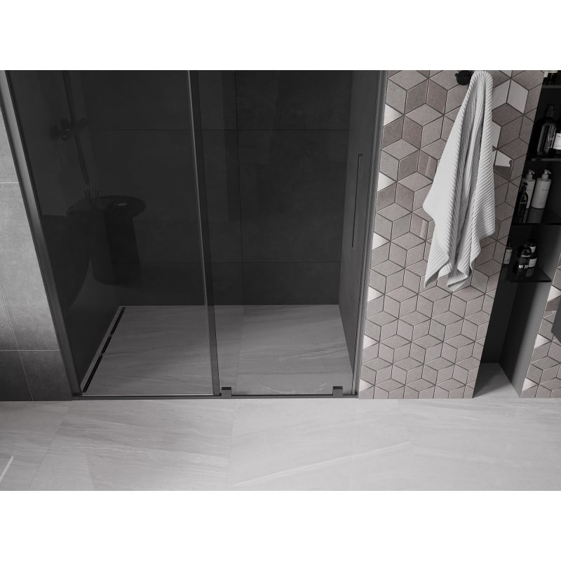 Mexen Velar lükand dušinurk uksed 130 cm, grafiit, harjatud gun gray - 871-130-000-41-66