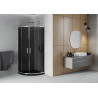Mexen Rio Halbrunde Duschkabine 80 x 80 cm, Graphit, Chrom + Flat Duschwanne, Schwarz - 863-080-080-01-40-4170