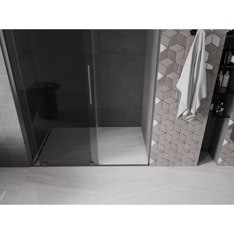 Mexen Velar drzwi prysznicowe rozsuwane 130 cm, grafit, gun gray szczotkowany - 871-130-000-41-66