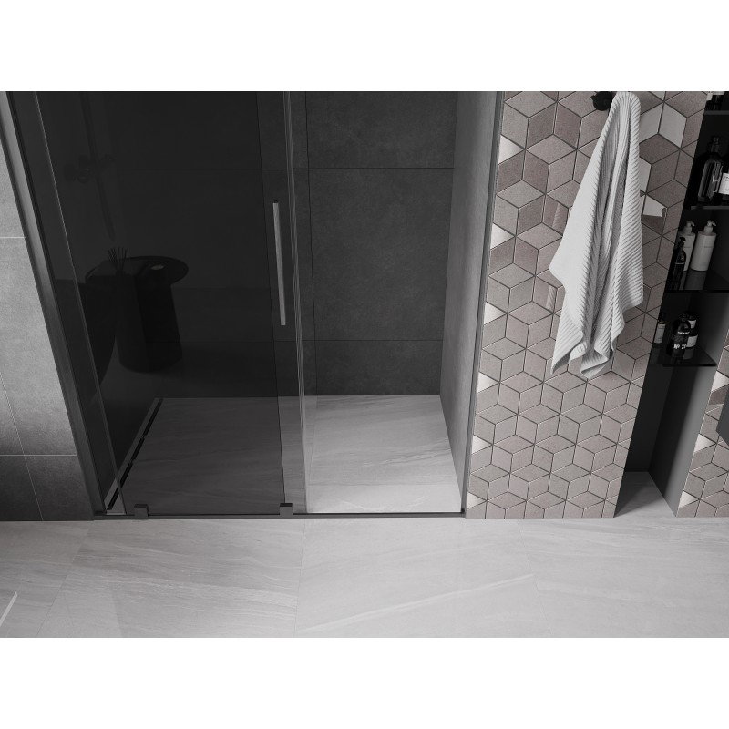 Mexen Velar sliding shower door 130 cm, graphite, brushed gun gray - 871-130-000-41-66