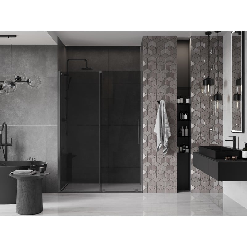 Mexen Velar drzwi prysznicowe rozsuwane 160 cm, grafit, gun gray szczotkowany - 871-160-000-41-66