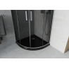 Mexen Rio polkrožna tuš kabina 90 x 90 cm, grafit, kromirana + tuš kad Flat, črna - 863-090-090-01-40-4170
