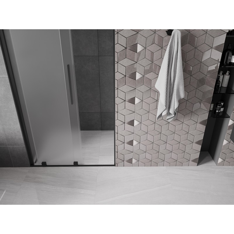 Mexen Velar drzwi prysznicowe rozsuwane 110 cm, szron, czarne - 871-110-000-31-70