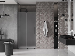 Mexen Velar sliding shower doors 120 cm, frosted, black - 871-120-000-31-70