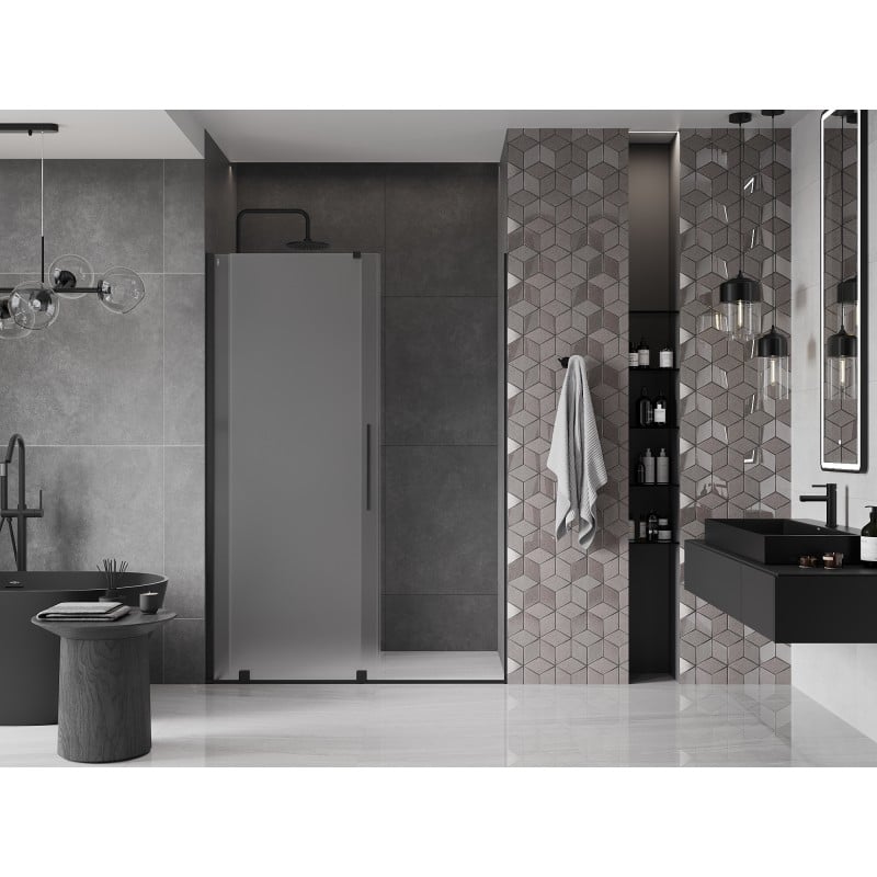 Mexen Velar portes de douche coulissantes 130 cm, givré, noir - 871-130-000-31-70