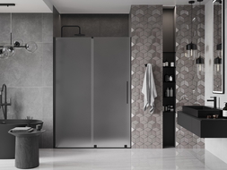 Mexen Velar drzwi prysznicowe rozsuwane 140 cm, szron, czarne - 871-140-000-31-70