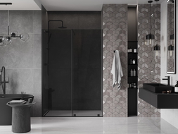 Mexen Velar drzwi prysznicowe rozsuwane 160 cm, grafit, czarne - 871-160-000-41-70