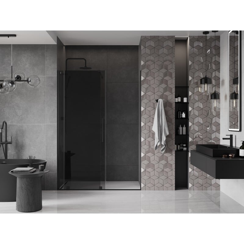 Mexen Velar drzwi prysznicowe rozsuwane 130 cm, grafit, czarne - 871-130-000-41-70