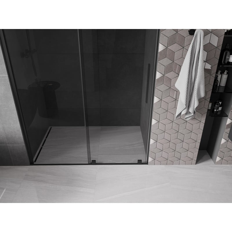 Mexen Velar drzwi prysznicowe rozsuwane 160 cm, grafit, czarne - 871-160-000-41-70