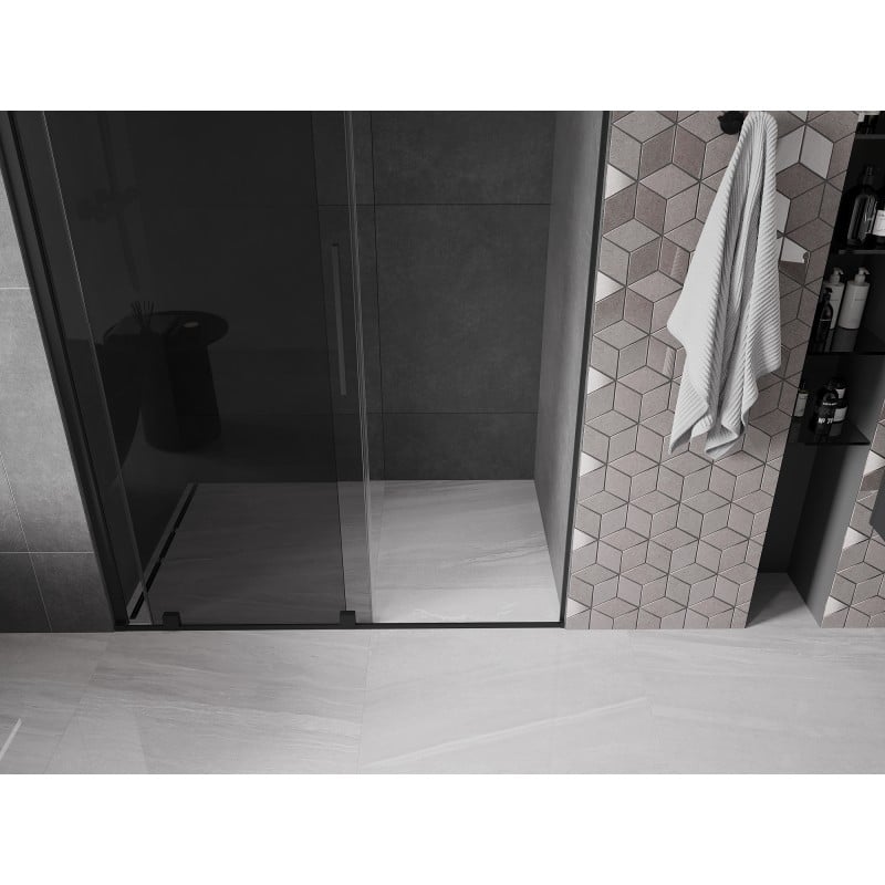Mexen Velar drzwi prysznicowe rozsuwane 160 cm, grafit, czarne - 871-160-000-41-70
