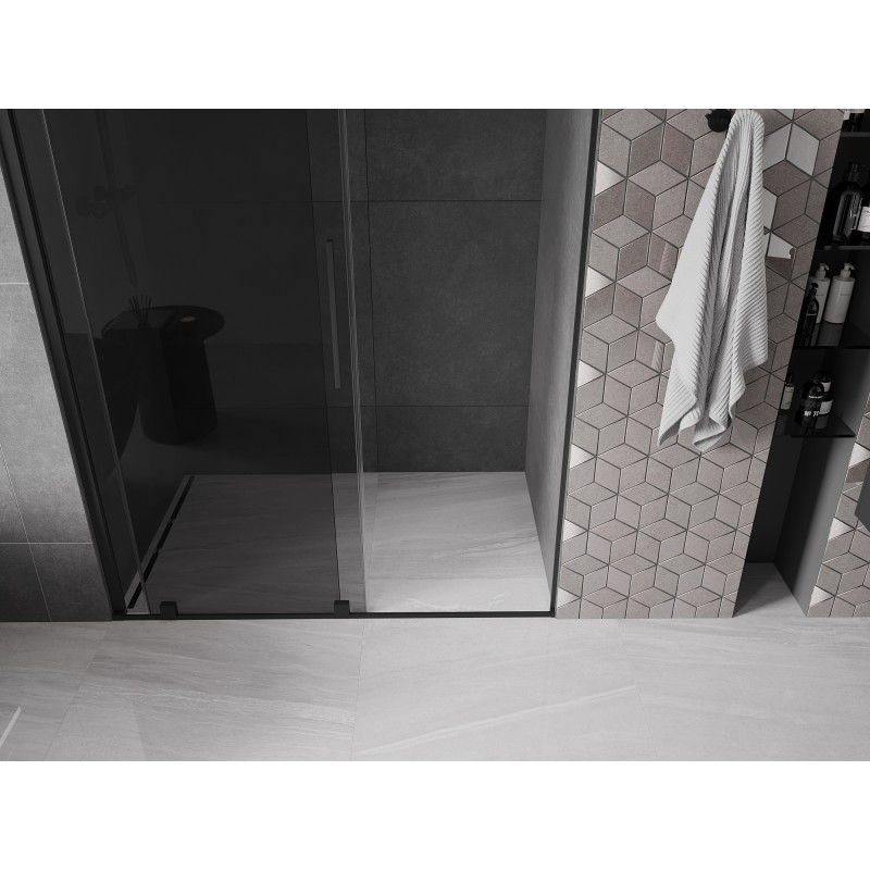 Mexen Velar drzwi prysznicowe rozsuwane 150 cm, grafit, czarne - 871-150-000-41-70