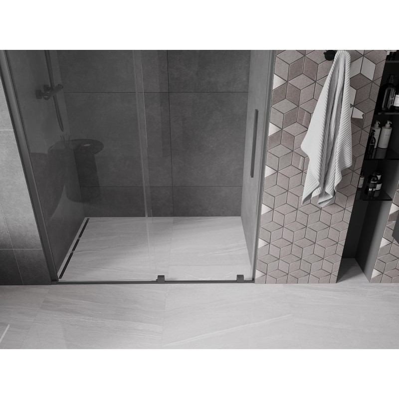 Mexen Velar drzwi prysznicowe rozsuwane 130 cm, transparent, gun metal - 871-130-000-01-95