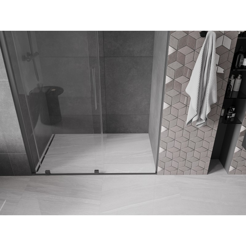 Mexen Velar drzwi prysznicowe rozsuwane 150 cm, transparent, gun metal - 871-150-000-01-95