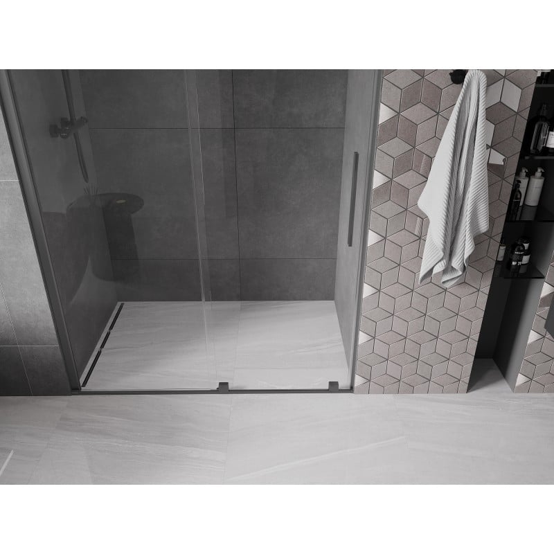 Mexen Velar drzwi prysznicowe rozsuwane 150 cm, transparent, gun metal - 871-150-000-01-95